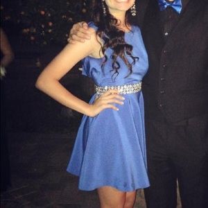 cute blue homecoming prom dress